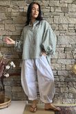 Ginny Gingham Balloon Sleeve Blouse Khaki